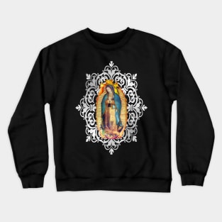 Our Lady of Guadalupe Mexico Mexican Virgen Virgin Pro Life Mexico Silver 108 Crewneck Sweatshirt